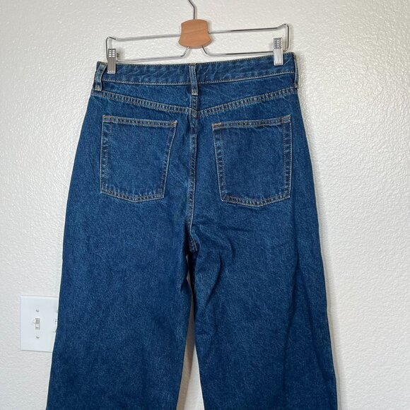 JustFab Women's Denim Wide-Leg Dark Wash Blue  Jeans Size 30 Regular - Picture 3 of 11